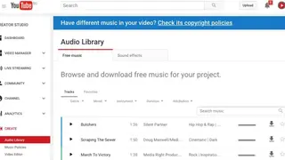 YouTube Audio Library screenshot