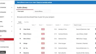 YouTube Audio Library screenshot
