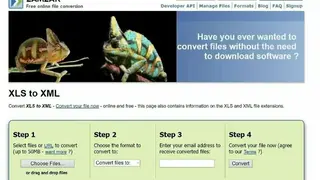 ZAMZAR XLS to XML screenshot