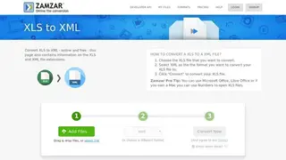 ZAMZAR XLS to XML screenshot